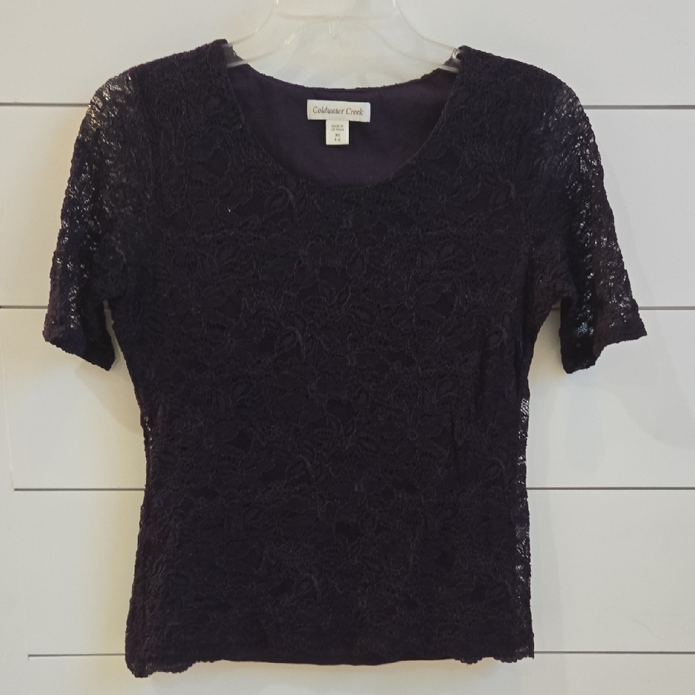 Coldwater Creek Women's Deep Purple Lace Top